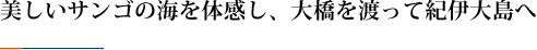 美しいサンゴの海を体感し、大橋を渡って紀伊大島へ